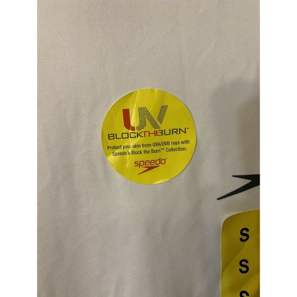 NEW Men's Sz S Speedo UV Block the Burn Shirt‎ White - Picture 3 of 8